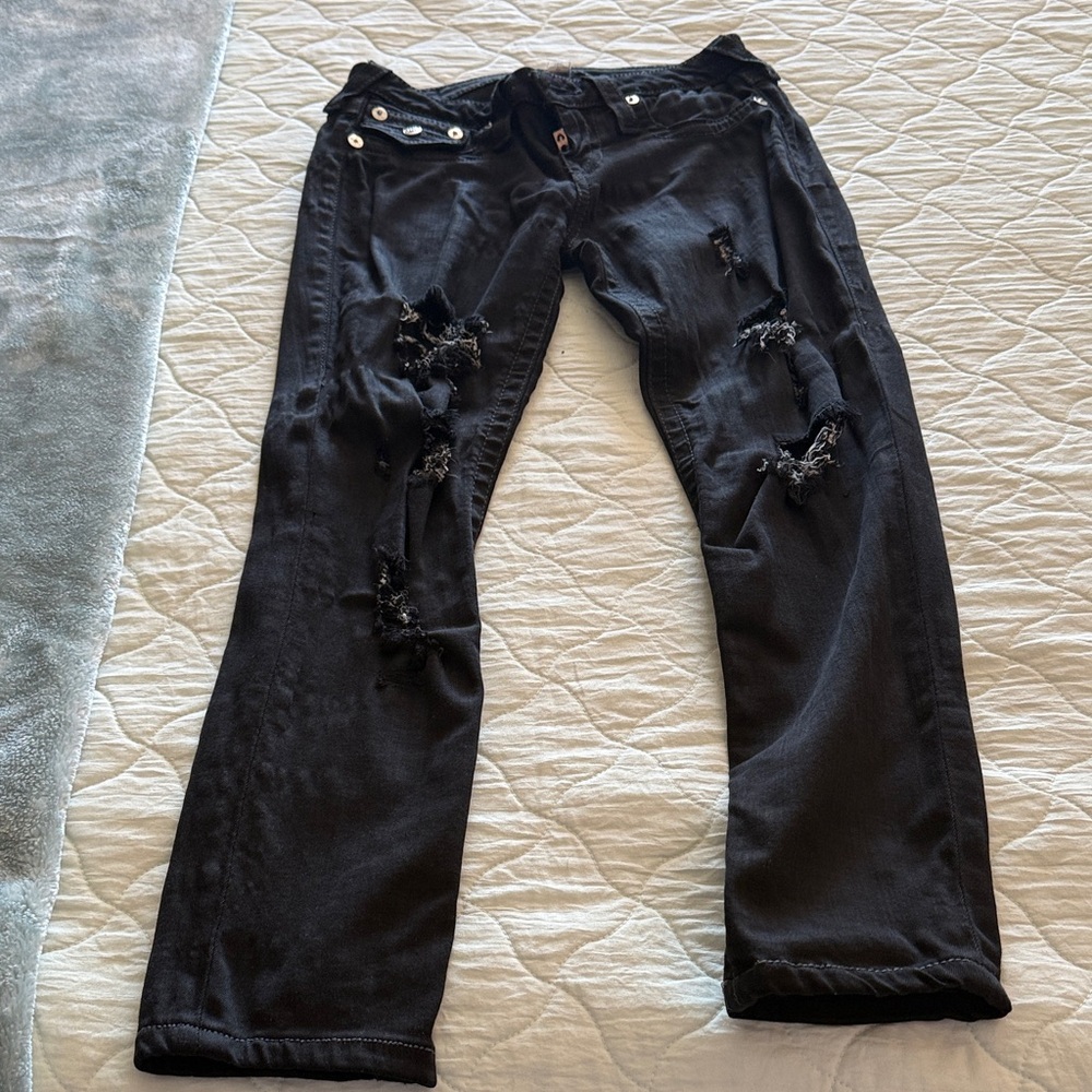 True Religion Dark Distressed Skinny Jeans